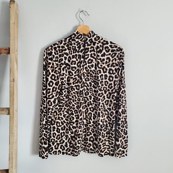 Worthington Women's Cheetah Print Mock Turtleneck Top Size XL - Picture 2 of 7